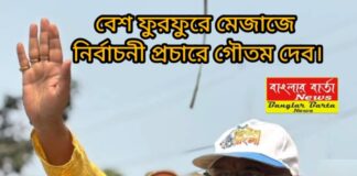 বেশ ফুরফুরে মেজাজে গৌতম দেব।